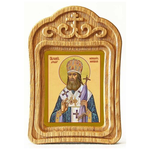 Святитель Филарет, митрополит Московский, икона в резной деревянной рамке