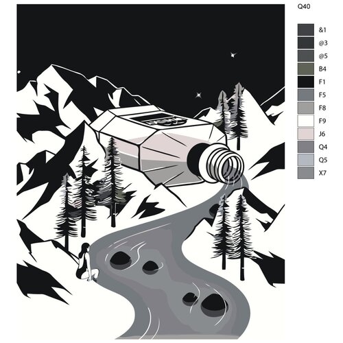 Картина по номерам Q40 Горная река 40х50
