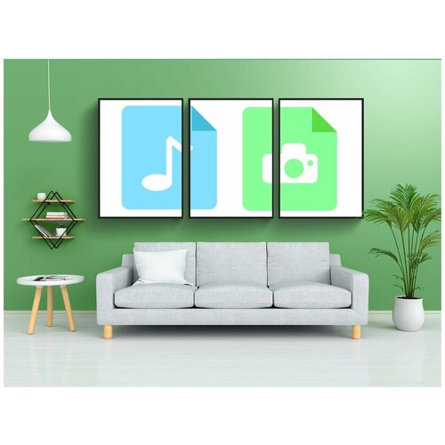 фото Набор модулных постеров для интерьера "иконки, дизайн, бесплатное изображение" 60x90 см. в тубусе, без рамки lotsprints