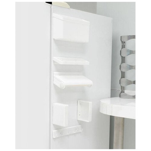 фото Набор полок, крючков и держателя для полотенец 5 в 1 на холодильник на крепких магнитах нет бренда