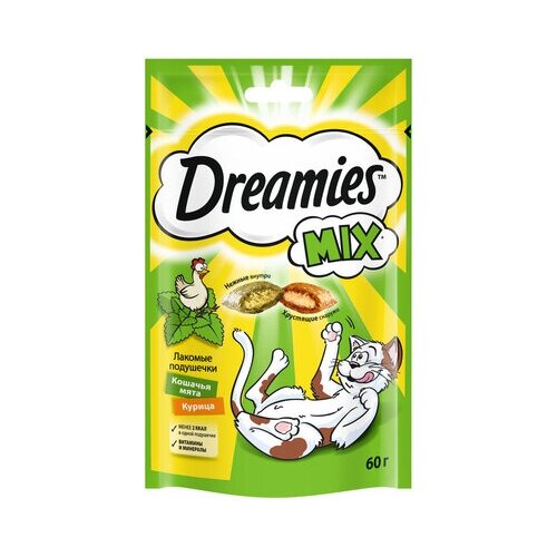 Dreamies Лакомые подушечки для кошек с курицей и мятой 10193273, 0,06 кг (13 шт)