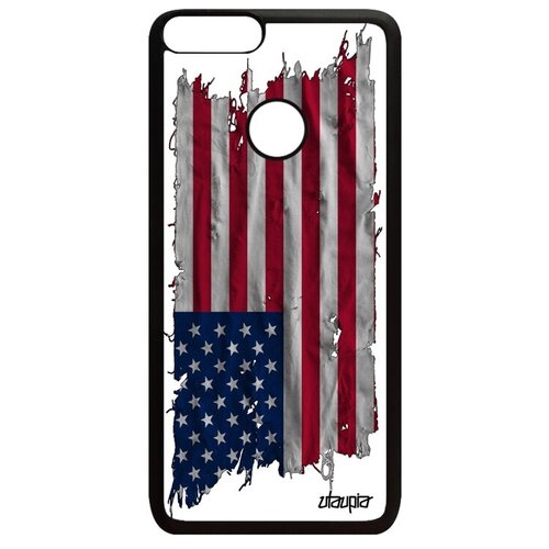 фото Ударопрочный чехол на // huawei p smart 2018 // "флаг соединенных штатов на ткани" патриот стиль, utaupia, белый