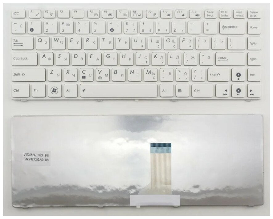 Клавиатура для ноутбука Asus K41SE белая с белой рамкой 1350₽
