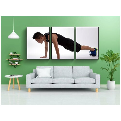 фото Набор модулных постеров для интерьера "берпи, положение планки, железо" 60x90 см. в тубусе, без рамки lotsprints