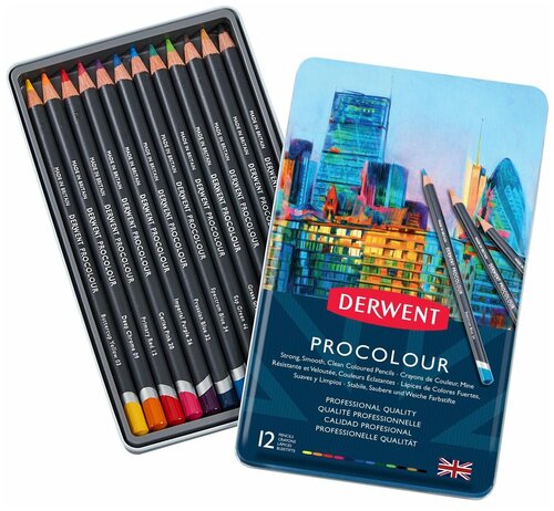 Набор карандашей Derwent Procolour 12 цветов, металлическая коробка