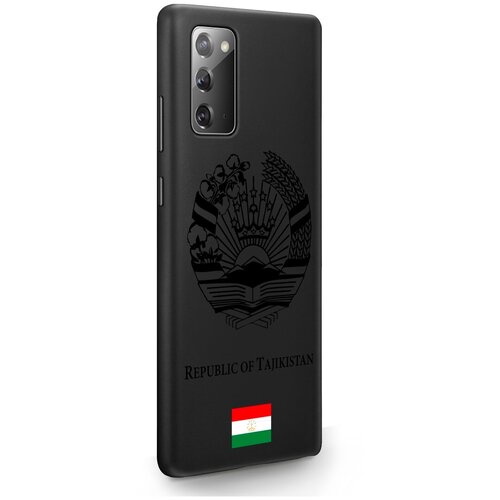 Черный силиконовый чехол SignumCase для Samsung Galaxy Note 20 Черный лаковый Герб Таджикистана для Самсунг Галакси Ноут 20