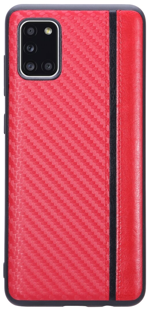 Чехол накладка G-Case Carbon для Samsung Galaxy A31, красная