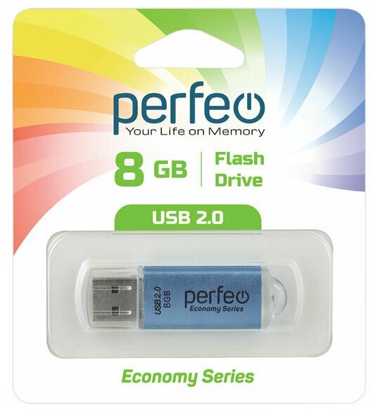 USB флешка Perfeo 8GB E01 Blue ES