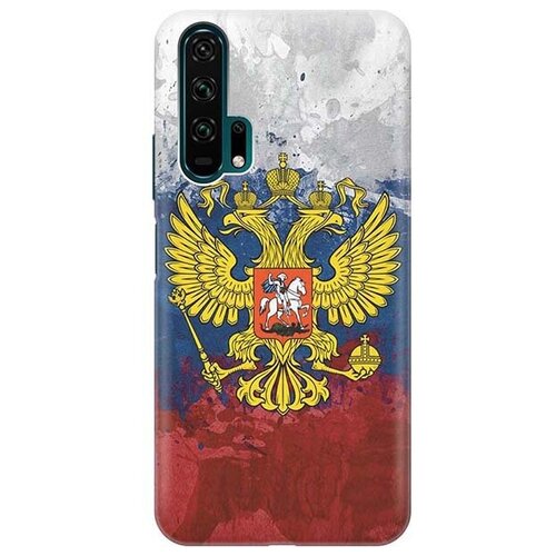 фото Ультратонкий силиконовый чехол-накладка для honor 20 pro с принтом "герб и флаг рф" gosso
