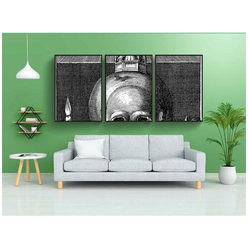 фото Набор модулных постеров для интерьера "помни о смерти, смерть, штриховая графика" 60x90 см. в тубусе, без рамки lotsprints