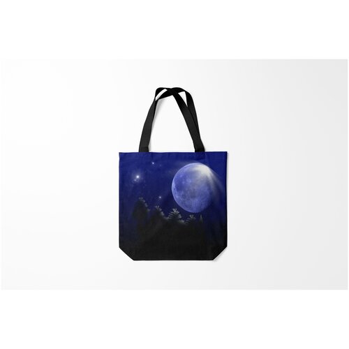 фото Сумка-шоппер / 40х40 см / популярные иллюстрации / природа лунный лес burnettie