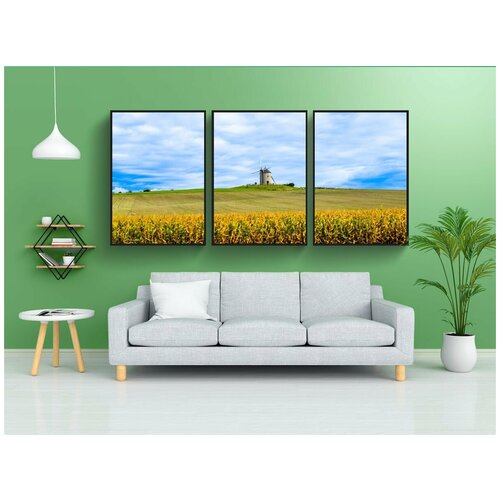 фото Набор модулных постеров для интерьера "мельница, мон-сен-мишель, praire" 60x90 см. в тубусе, без рамки lotsprints