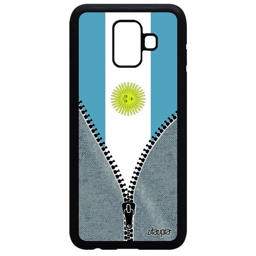 фото Стильный чехол для // samsung galaxy a6 2018 // "флаг аргентины на молнии" туризм патриот, utaupia, серый