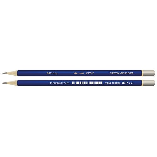 VISTA-ARTISTA Fine VFWP Акварельный карандаш заточенный 6 шт. 807 Серый теплый (Warm gray)