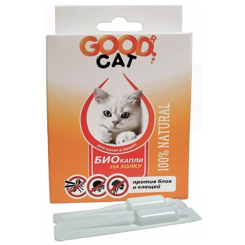 GOOD Cat капли от блох и клещей Био для кошек и котят от 3 до 12 кг, 3 х 1мл