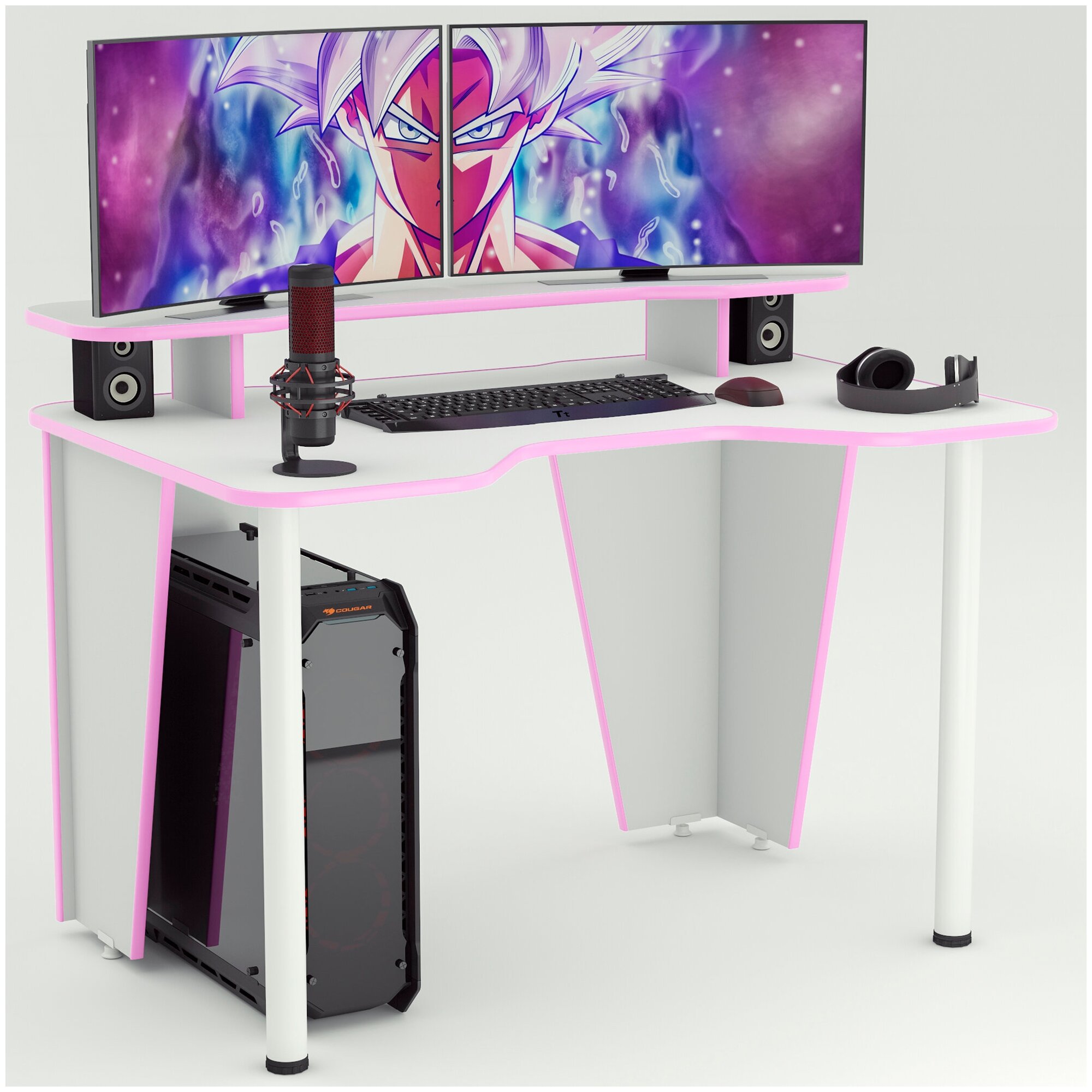 Игровой компьютерный стол Бело-розовый Xplace-Polka7 - фотография № 8