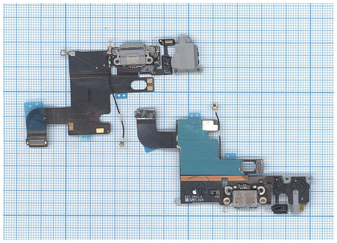 Шлейф разъема питания с аудио-разъемом для iPhone 6 черный