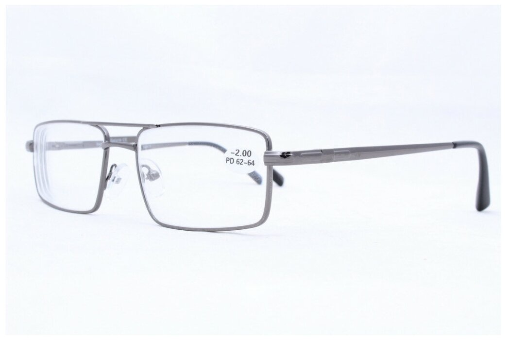 Готовые очки для зрения со стеклянными линзами и флекс дужками, темно-серые
