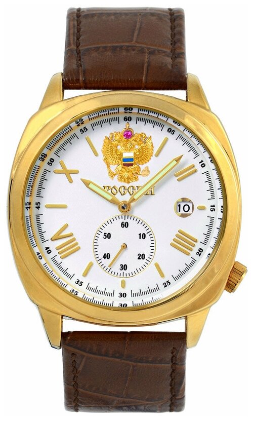 Наручные часы Полет-Хронос 8257/8336469 П, золотой, коричневый