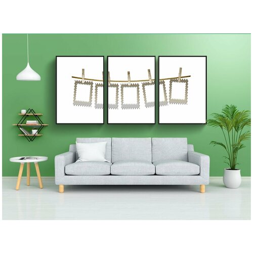 фото Модульный постер "фото, рамка, веревка" 180x90 см. из 3х частей в тубусе, без рамки lotsprints