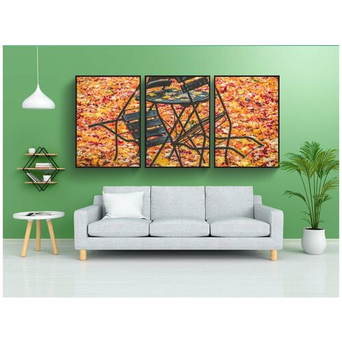 фото Набор модулных постеров для интерьера "осень, листья, падение" 60x90 см. в тубусе, без рамки lotsprints