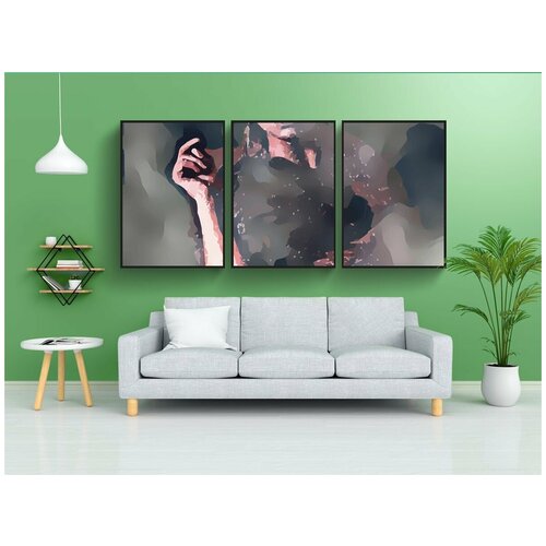 фото Набор модулных постеров для интерьера "дьявол, женщина, курить" 60x90 см. в тубусе, без рамки lotsprints