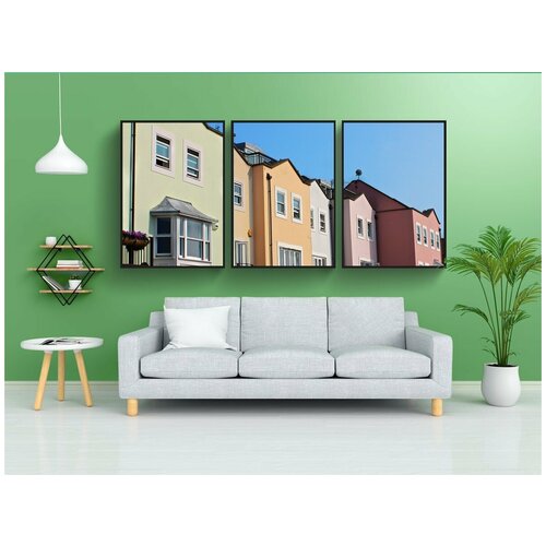 фото Набор модулных постеров для интерьера "рядные дома, корпус, дома" 60x90 см. в тубусе, без рамки lotsprints