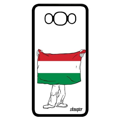 фото Противоударный чехол на смартфон // galaxy j7 2016 // "флаг венгрии с руками" государственный патриот, utaupia, белый
