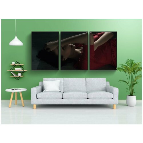 фото Набор модулных постеров для интерьера "девушка, платье, разрез" 60x90 см. в тубусе, без рамки lotsprints