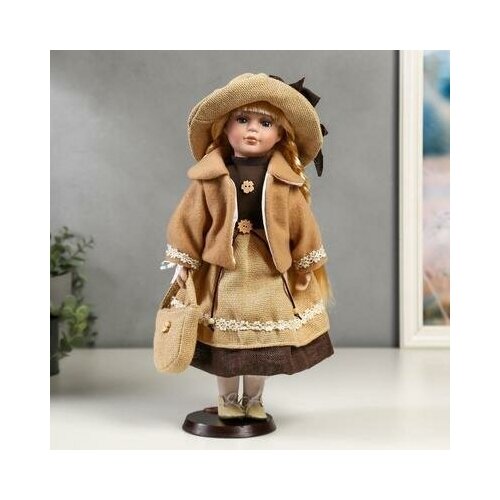 фото Кукла коллекционная керамика "полина в бежевом платье и курточке" 40 см mikimarket