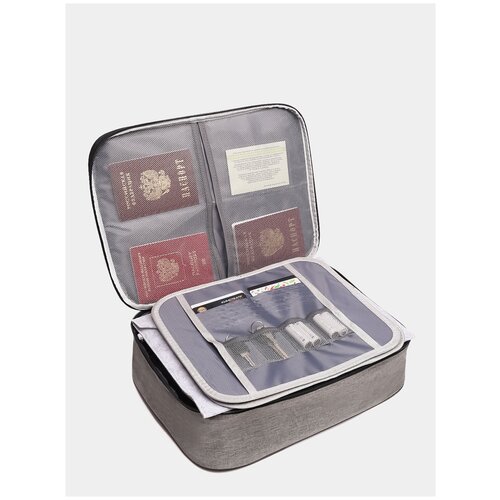 Органайзер для документов, файлов А4, ноутбука, для хранения вещей с двумя вкладышами, серый, Home City