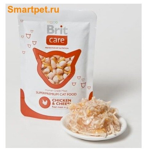 BRIT CARE CAT CHICKEN & CHEESE для взрослых кошек с курицей и сыром (80 гр х 24 шт) - фотография № 3