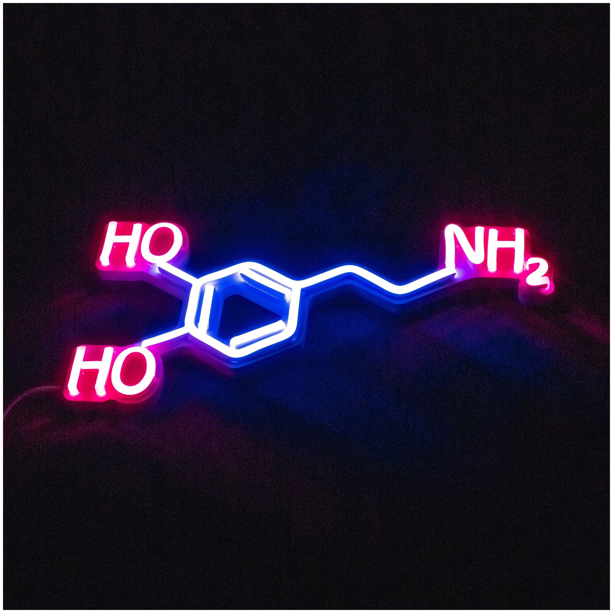 Неоновый светильник Elmarto Молекула дофамина, 30х15 см, синий/розовый