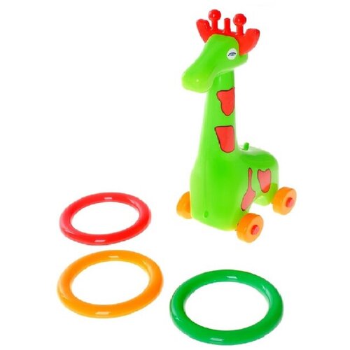 Купить Кольцеброс Жираф, Игрушка каталка - кольцеброс, Зеленый, Размер игрушки - 11, 5 х 13, 5 х 32 см., Ярик, зеленый, пластик, female
