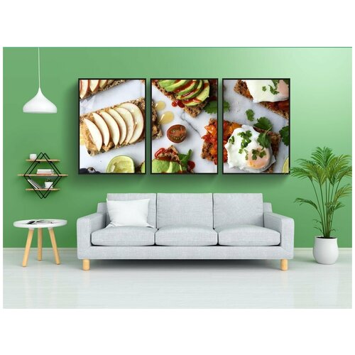 фото Набор модулных постеров для интерьера "перекус, взломщик, яблоко" 60x90 см. в тубусе, без рамки lotsprints