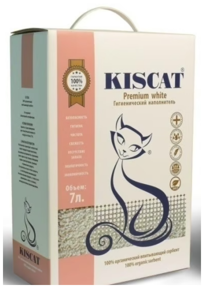 Kiscat Premium White наполнитель полигелевый 7л - фотография № 1
