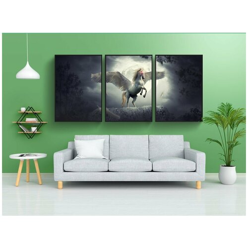 фото Набор модулных постеров для интерьера "фантазия, единорог, сказка" 60x90 см. в тубусе, без рамки lotsprints
