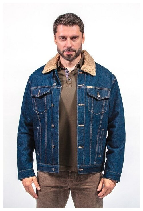 Джинсовая куртка Montana демисезонная, силуэт свободный, утепленная, размер 4XL, синий