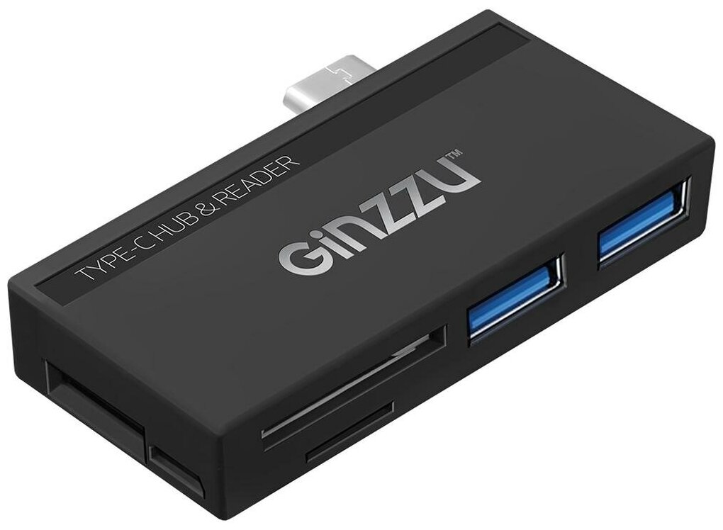 Card Reader внешний GiNZZU, (GR-864UB) Черный Type C 2xUSB3.0+USB2.0+U3:SD/TFx2