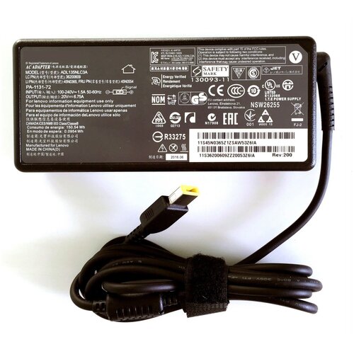 фото Блок питания для ноутбука lenovo ideapad 330-17ich 20v 6.75a прямоугольный oem