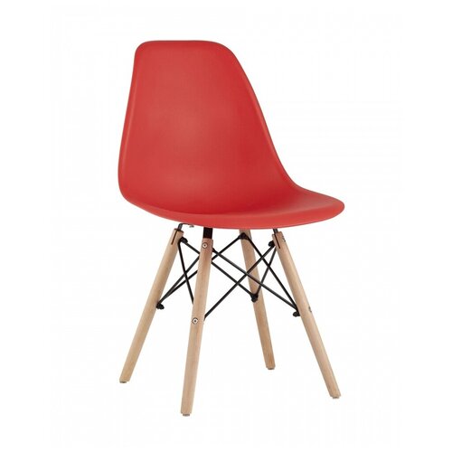 фото Стул stool group dsw красный, литой полипропилен, стальной каркас, массив бука, 4 шт.