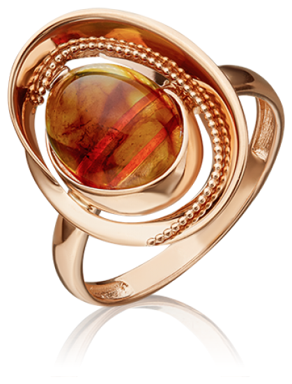 Кольцо PLATINA, красное золото, 585 проба, янтарь, размер 17