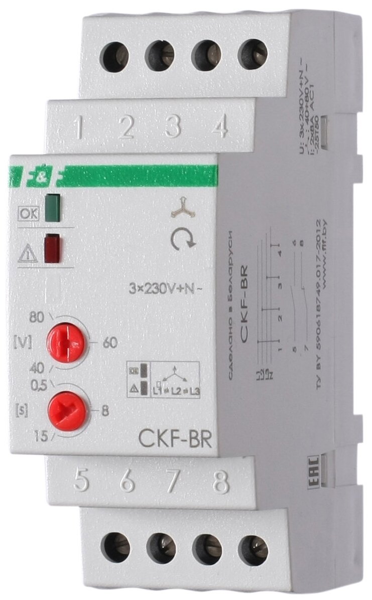 Реле контроля наличия и чередования фаз CKF-BR F&F EA04.002.003 (3шт. в упак.)