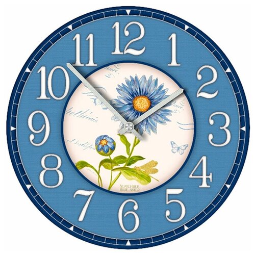 фото Svs настенные часы svs 3501155 голубая астра и бабочки