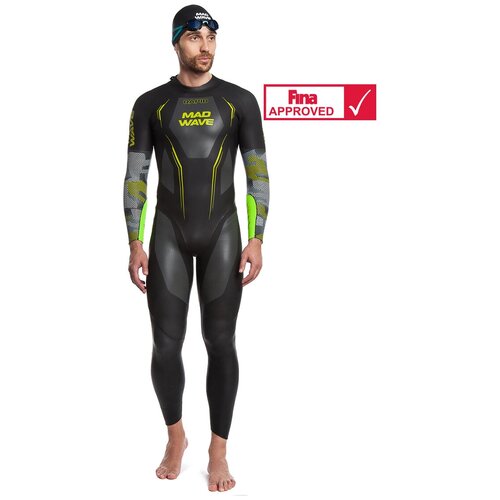 фото Гидрокостюм мужской madwave wetsuit rapid, цвет - черный/зеленый;размер - s;материал - неопрен