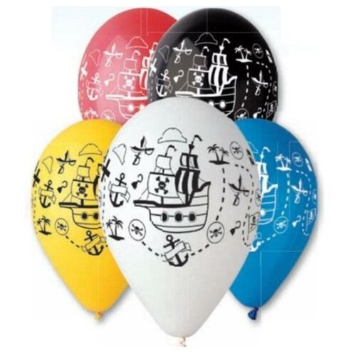 фото Шар латексный 12" «пиратский корабль», шелкография, пастель, набор 25 шт. gemar