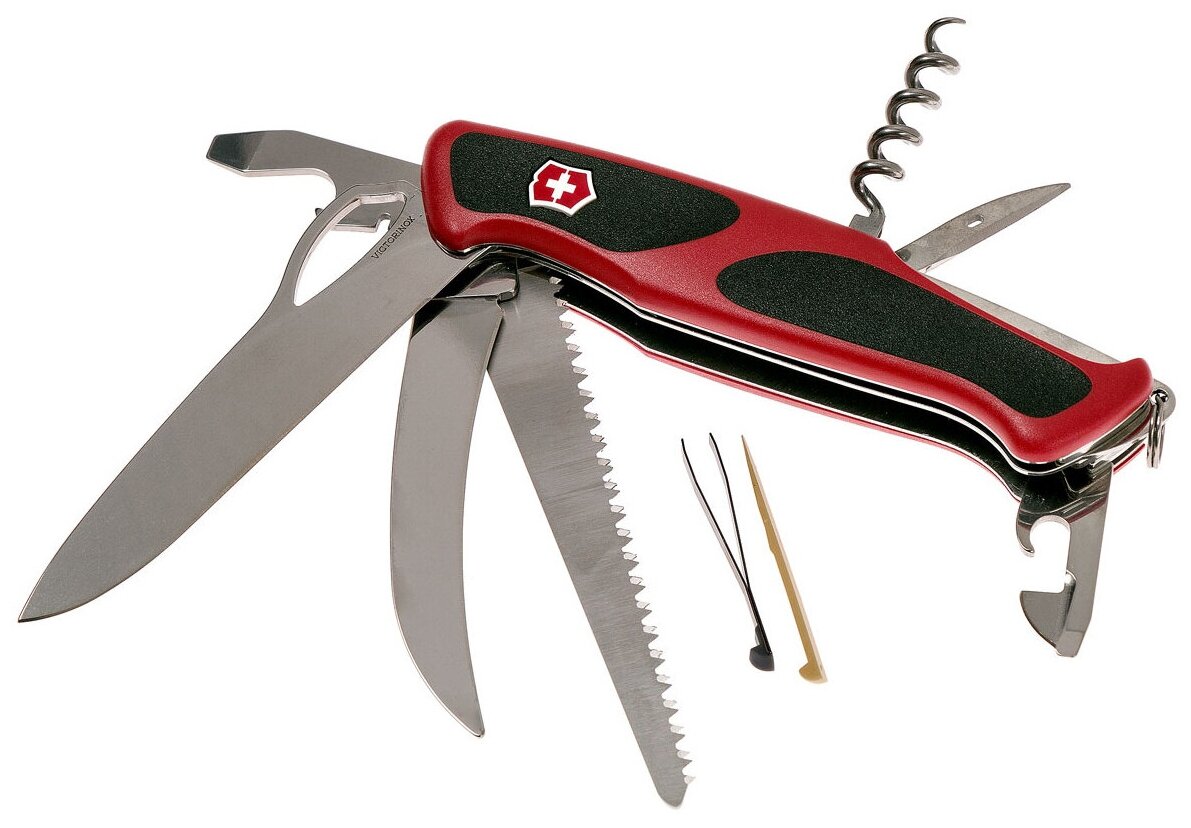 Нож перочинный Victorinox RangerGrip 57 Hunter (0.9583.MC) 130мм 13функций красный/черный карт.короб - фото №3