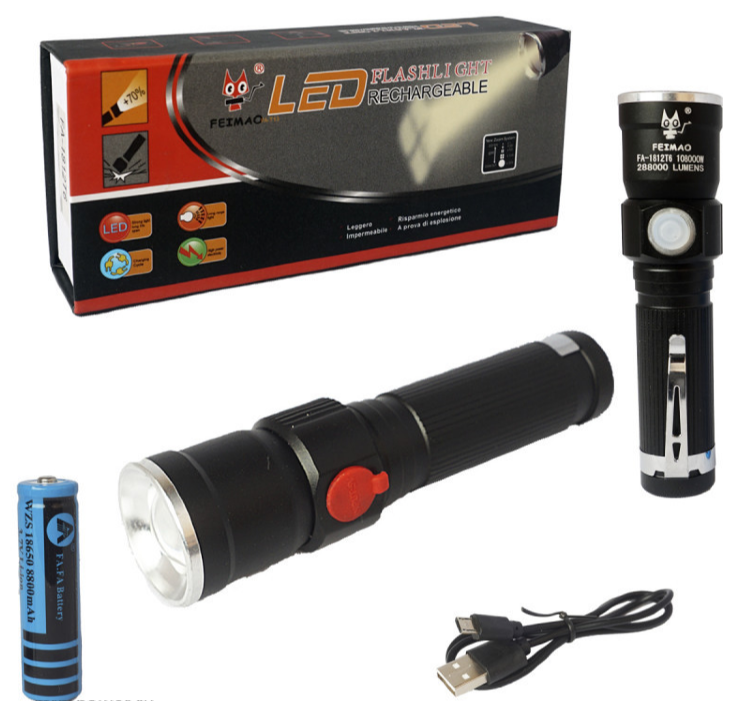 Тактический аккумуляторный фонарик FA-1812T6 USB 10800W 288000 lumens