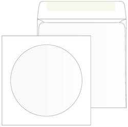Конверты Белый CD декстрин 125х125 окно d100мм 25шт/уп 4573