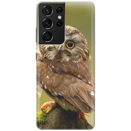 фото Ультратонкий силиконовый чехол-накладка для samsung galaxy s21 ultra с принтом "сова на дереве" gosso